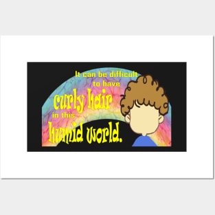 Curly Hair in this Humid World Rainbow Yellow Text Posters and Art